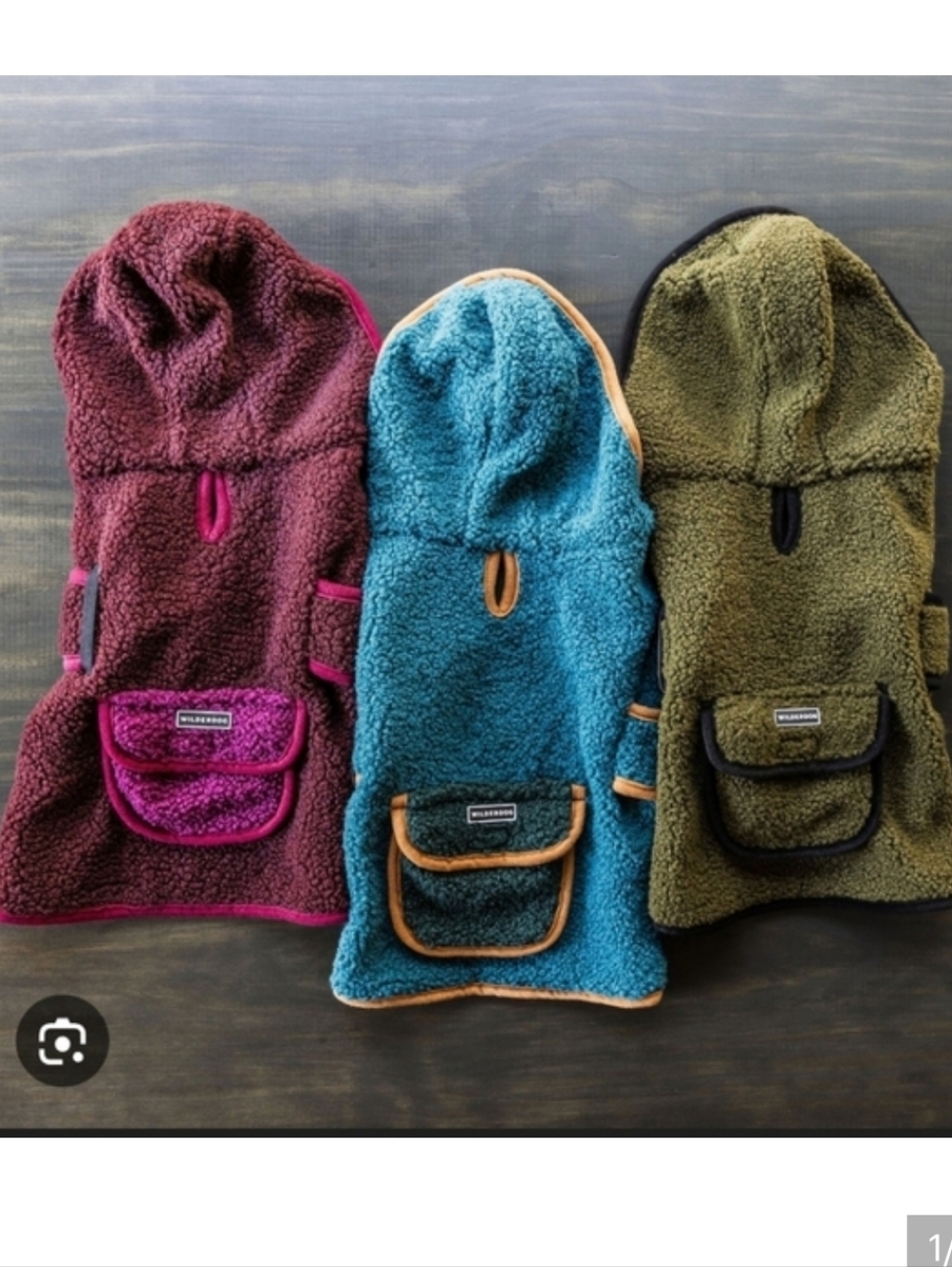 Wilderdog Sherpa Fleece Hooded Dog Jacket Burgundy Maroon Magenta Large